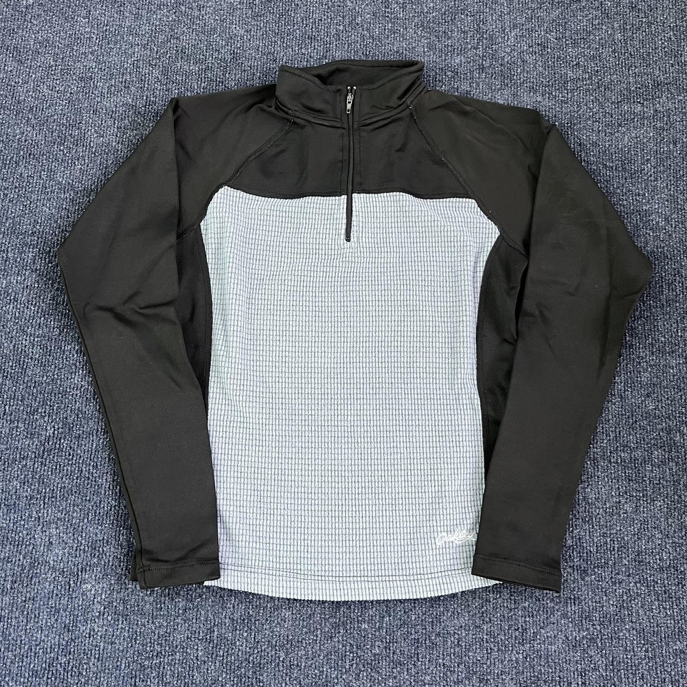 Oakley Sweater Mens XS Gray‎ Black 1/4 Zip Grid Fleece Pullover Athletic